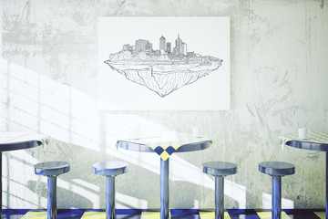 Construction sketch in dining area