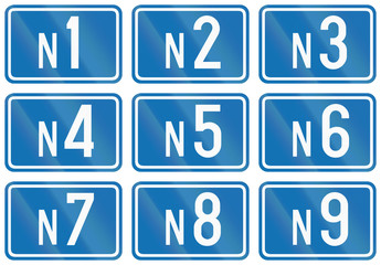 Collection of federal road shields used in Belgium