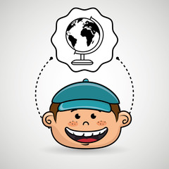 boy cartoon cap icon vector illustration design