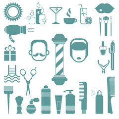 Icons signboard logo set white background isolated monochrome