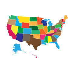High detailed USA map with federal states. Vector illustration United states of America.