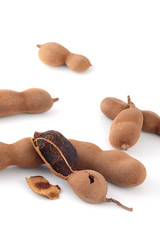 Tamarind isolated on white background. Sweet tamarind (Tamarind indica L.)