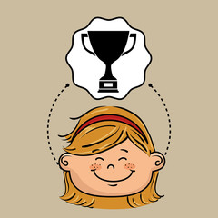 cartoon girl school icon vector illustration design