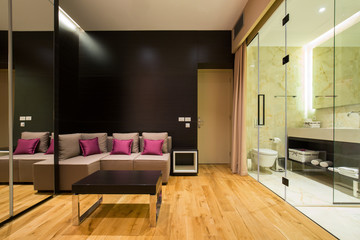 Modern luxury hotel suite interior