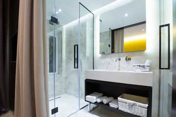 Modern luxury hotel bathroom interior