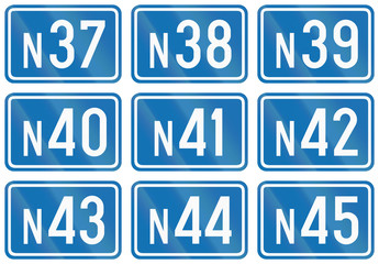 Collection of federal road shields used in Belgium