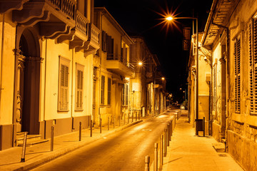 Limassol Old Town Street at night. Cyprus