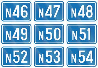 Collection of federal road shields used in Belgium