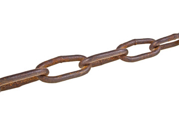 Obraz premium Old rusty chain isolated on a white background
