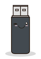 usb memory kawaii cartoon smiling technology icon. Colorful and flat design. Vector illustration