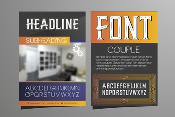 Flyer template, vector with simple and minimalistoc font,  modern  couple. Leaflet cover. Geometric layout A4 size