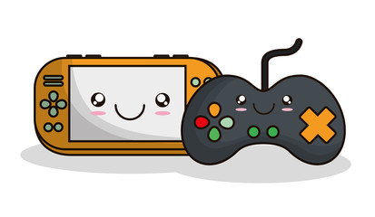 videogame control kawaii cartoon smiling technology icon. Colorful and flat design. Vector illustration