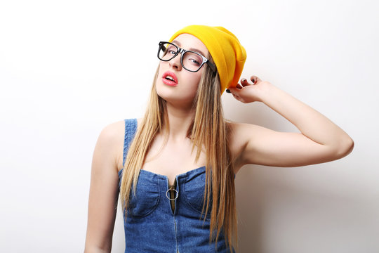 Portrait of a beautiful hipster girl