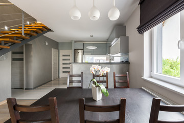 Functional dining area open to kitchen