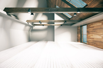 Wooden and concrete loft interior