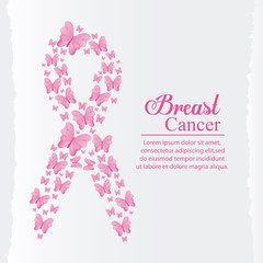 ribbon butterfly breart cancer awareness campaign foundation icon. Pink design. Vector illustration