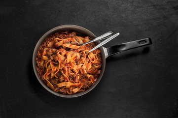 Traditional Fettuccine pasta bolognese