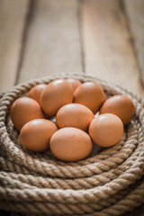 eggs wrapped with rope