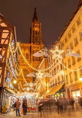 Christmas market & cathedral in Strasbourg, France