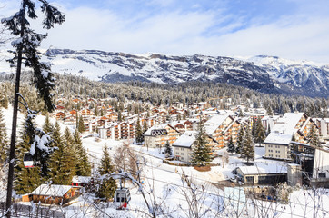 Fototapeta na wymiar Ski Resort Laax. Switzerland