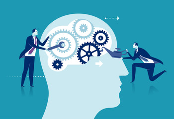 Improvement. Repairing the brain engine. Business concept illustration.