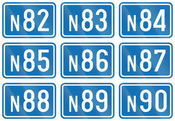 Collection of federal road shields used in Belgium