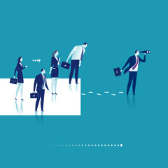 Fototapeta premium Leader. Businessman walking outside the marked area. Business concept illustration.