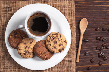 Plate with coffee and cookies