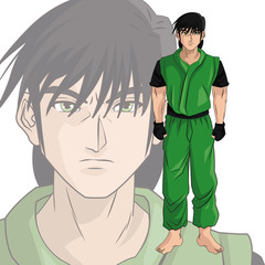 man boy young anime manga comic cartoon fight game icon. Colorful design. Vector illustration