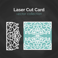 Laser Cut Card. Template For Laser Cutting. Cutout Illustration With Abstract Decoration. Die Cut Wedding Invitation Card.