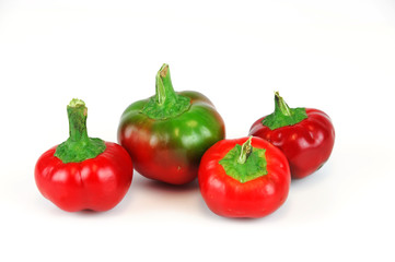 red bell peppers isolated on white background