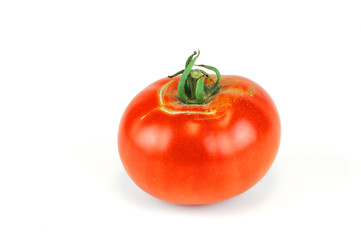 single fresh tomato isolated on white background