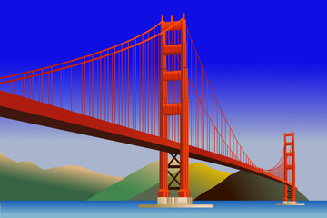 Golden Gate Bridge in San Francisco, vector illustration