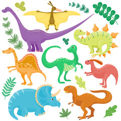 Cartoon dinosaurs vector illustration.