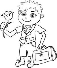 Coloring with the pupil of the first class the boy. 