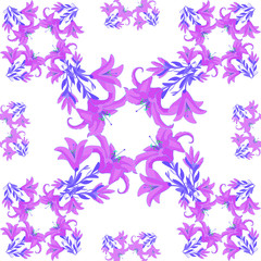 Fototapeta na wymiar seamless pattern - a square with a purple lily. 