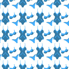 seamless pattern with a blue swimsuit.  illustration