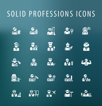 Set of 25 Universal Professions Icons. Isolated Elements.