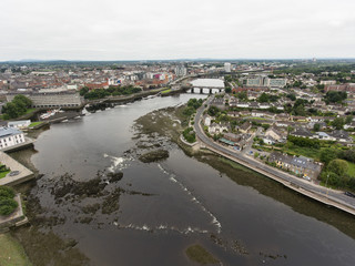 Fototapeta na wymiar Aerial view cityscape of limerick city skyline, ireland