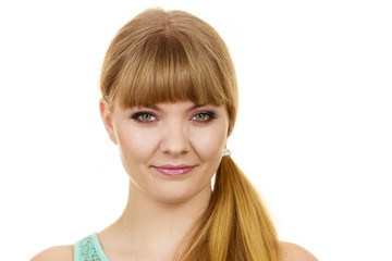  Attractive blonde girl smiling portrait