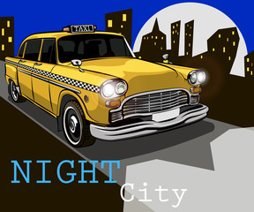 Taxi on the background of night city © gorbovoi81