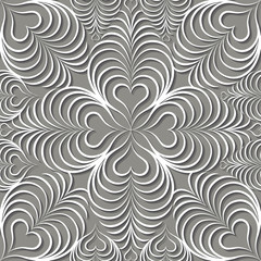 Abstract seamless pattern Floral arabic geometric heart shape lacy wave ornament