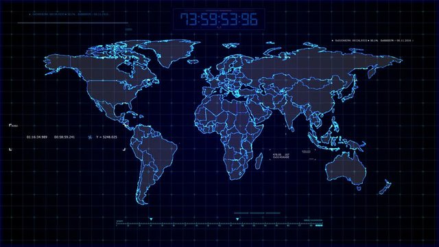 Glow futuristic map with hud elements