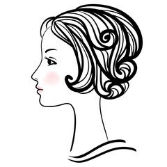 Woman face silhouette. Female head with stylish hairdo.