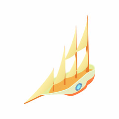 Big yacht icon in cartoon style isolated on white background. Sea transport symbol