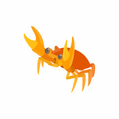 Crab icon in cartoon style isolated on white background. Crustaceans symbol