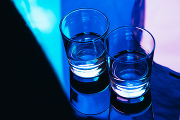drinking glasses close-up on a dark background