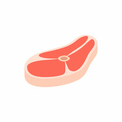 Fototapeta premium Uncooked steak icon in isometric 3d style isolated on white background. Food symbol