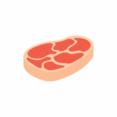 Fresh steak icon in isometric 3d style isolated on white background. Food symbol
