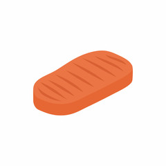 Grilled steak icon in isometric 3d style isolated on white background. Food symbol